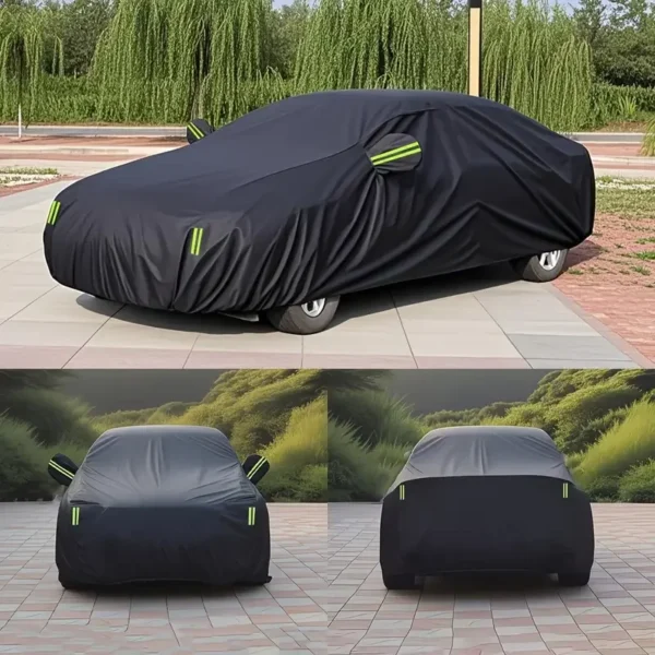 Black Scratch-Resistant Car Cover - Dustproof & Sun-Resistant, Comprehensive Protection for Various Car Models, Outdoor Parking